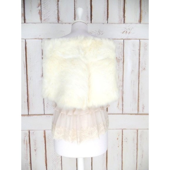 Vintage 50s light  ivory rabbit fur stole wrap white fur capelet - Picture 4 of 5